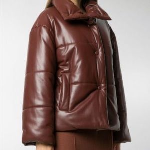 Nanushka Vegan Leather Puffer - Wine